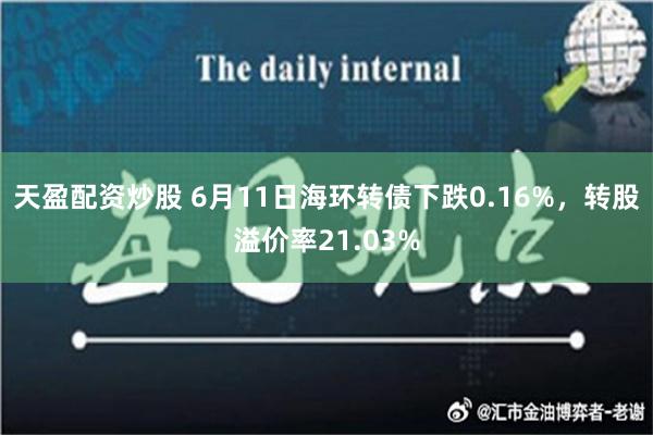 天盈配资炒股 6月11日海环转债下跌0.16%，转股溢价率21.03%